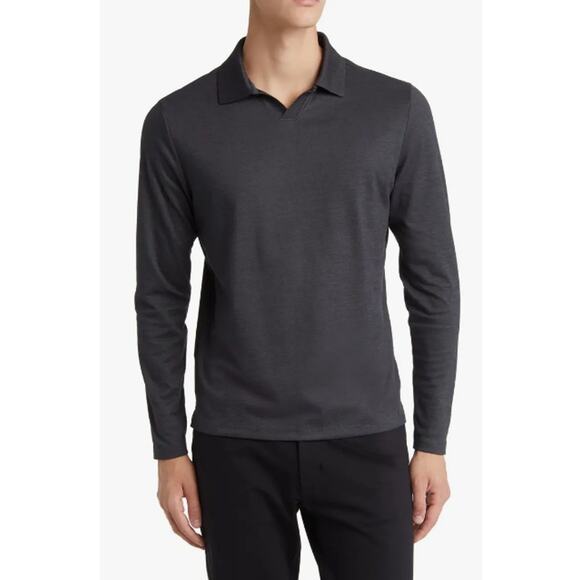 Robert Barakett Other - Robert Barakett Adison Long Sleeve Johnny Collar Polo in Charcoal Gray Size S